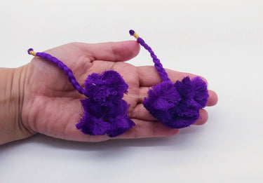 4 x Violet Pom-Pom Tassels Latkan, Pompom Decorations, Pom poms